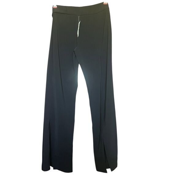Cache Overlay Wide Leg Pants Size 4 Y2K Slit Black NWT Statement Trousers - Picture 3 of 16